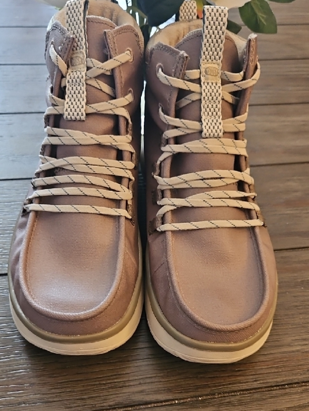 Hey Dude Women's Walnut Lace-Up High-Top Boots with Cream Soles - Picture 6 of 8